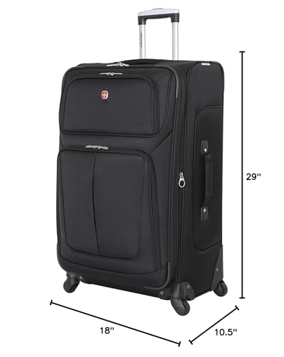 SwissGear Sion Softside Expandable Luggage, Black, Checked-Large 29-Inch