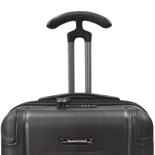 Traveler's Choice Silverwood Polycarbonate Hardside Expandable Spinner Luggage, Brushed Metal, Carry-on 21-Inch