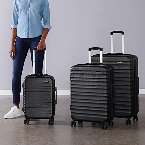 Amazon Basics 3-Piece Luggage Set (21", 26", 30"), Hardshell Suitcases With Wheels, Expandable For Up to 25% More Space, With Scratch-Resistant Surface, Four Multi-directional Wheels, Black