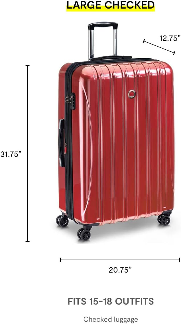 DELSEY PARIS Helium Aero Hardside Expandable Luggage with Spinner Wheels, Brick Red, Checked-Large 29 Inch