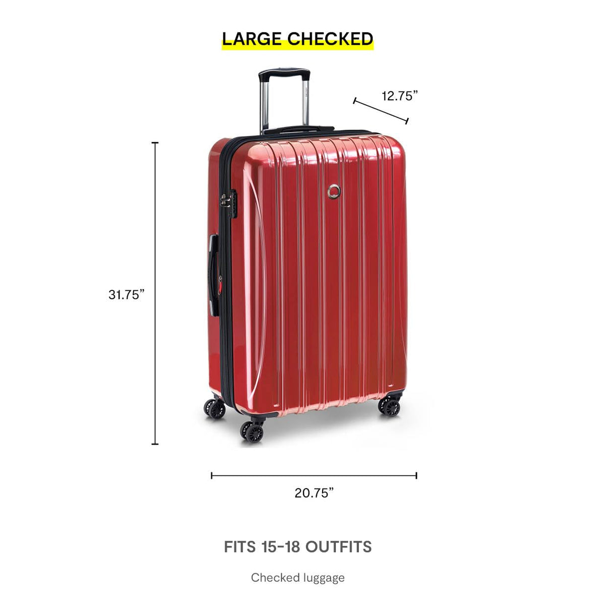 DELSEY PARIS Helium Aero Hardside Expandable Luggage with Spinner Wheels, Brick Red, Checked-Large 29 Inch