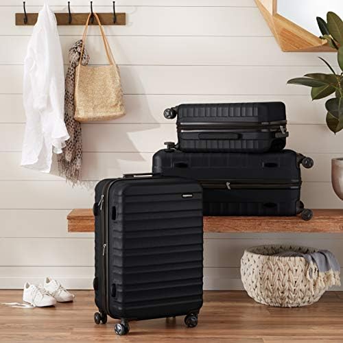 Amazon Basics 30-Inch Hardside Checked Luggage, Hardshell Suitcase With Wheels, Expandable For Up to 15% More Space, With Scratch-Resistant Surface, Four Multi-directional Wheels, Black