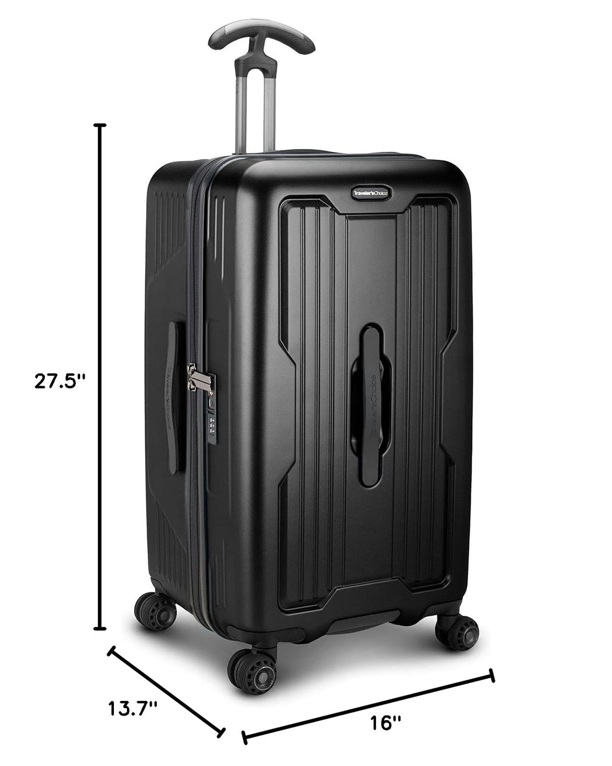 Traveler's Choice Ultimax II 26" Medium Trunk Spinner Luggage, Tie Down Straps, Matte Black, Checked Inch