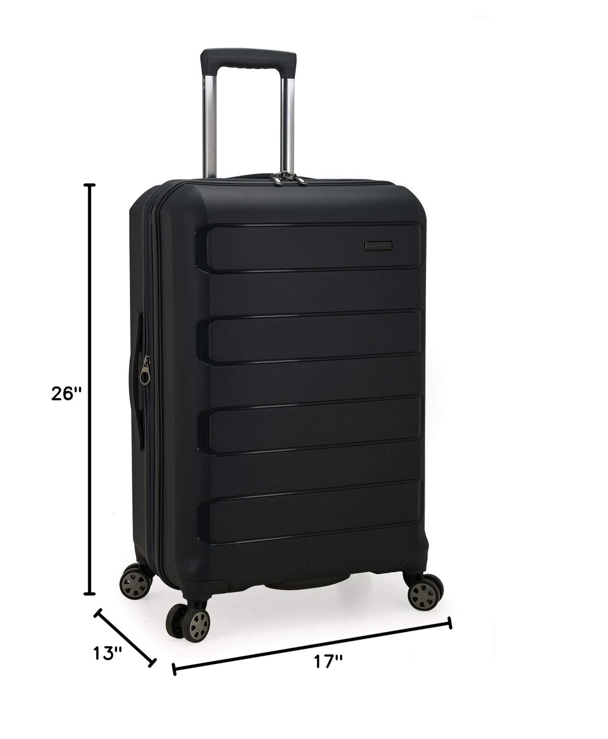 Traveler's Choice Pagosa Indestructible Hardshell Expandable Spinner Luggage, Black, Check-in Only