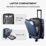 LEVEL8 Grace Carry on Luggage Airline Approved, 20 Inch Expandable Hard Sided Luggages with Spinner Wheels, Harshell Small Rolling Suitcase for Women Men with Tsa Lock, Blue