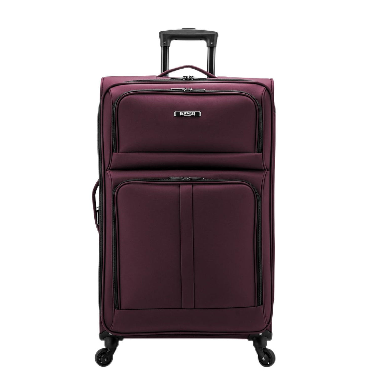 U.S. Traveler Anzio Softside Expandable Spinner Luggage, Burgundy, Checked-Large 30-Inch