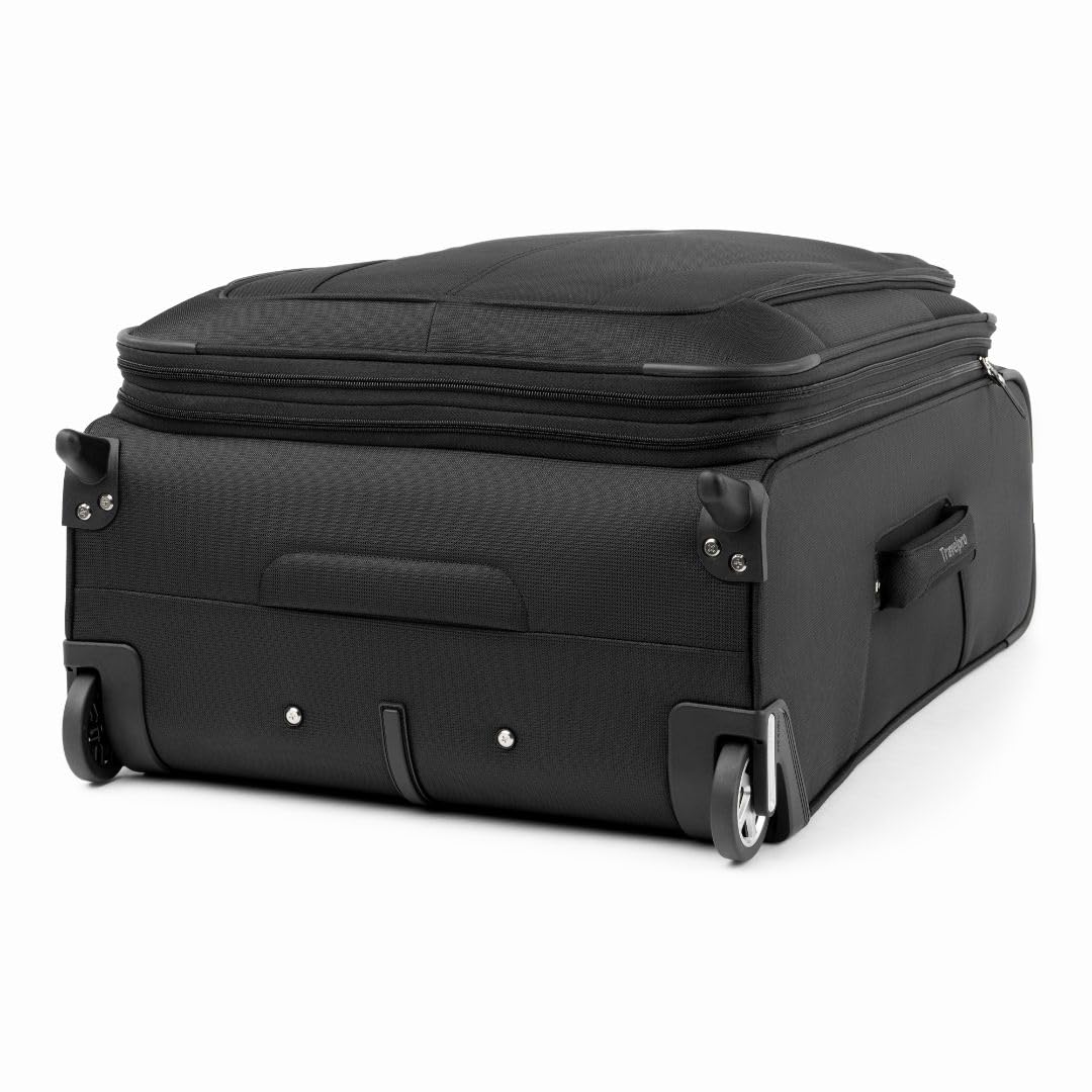 Travelpro Maxlite 5 Softside Expandable Upright 2 Wheel Checked Luggage, Lightweight Suitcase, Men and Women, Black, Checked Medium 26-Inch