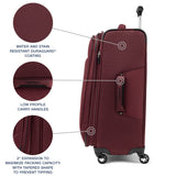 Travelpro Maxlite 5 Softside Expandable Checked Luggage with 4 Spinner Wheels, Lightweight Suitcase, Men and Women, Burgundy, Checked Medium 25-Inch