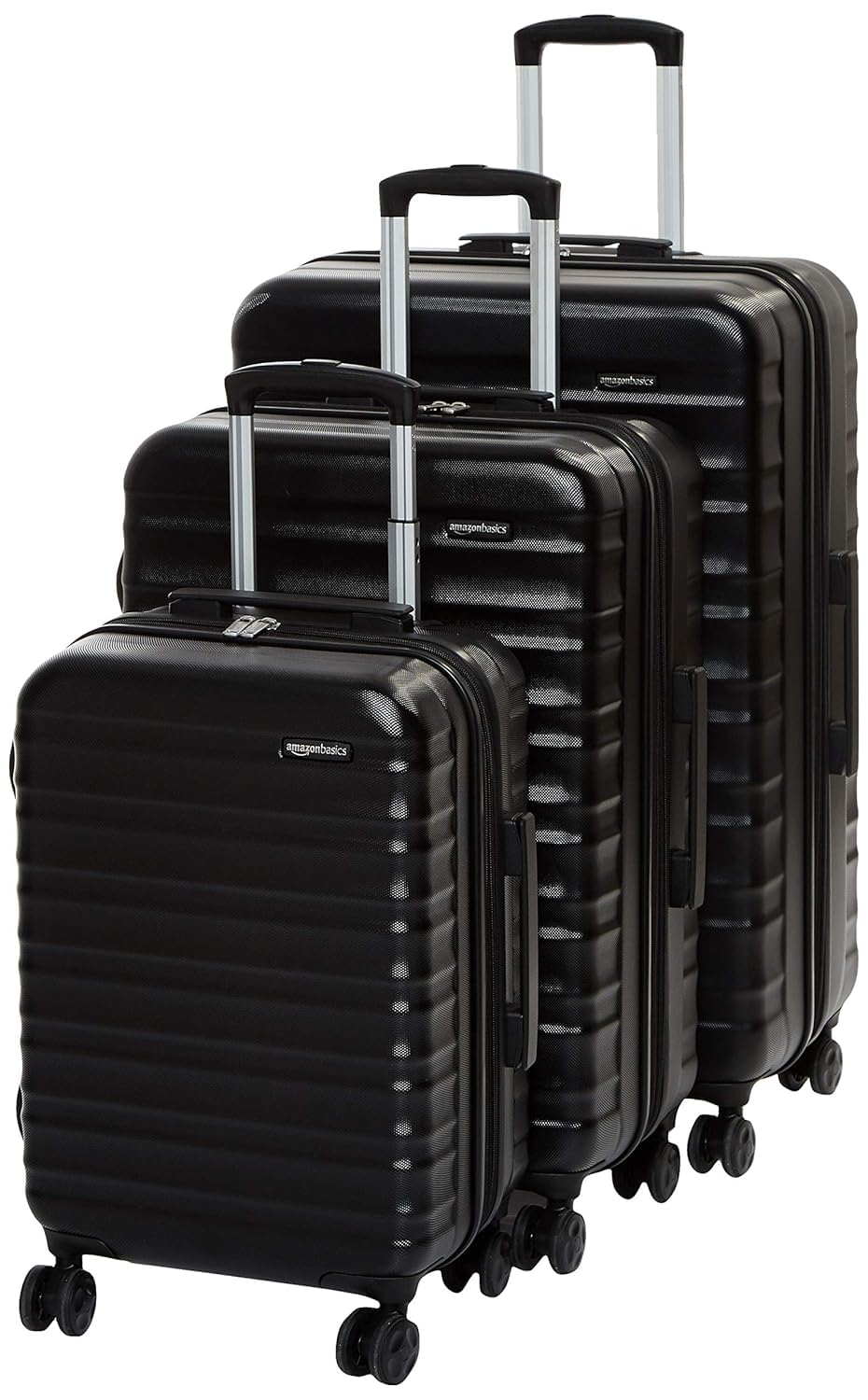 Amazon Basics 3-Piece Luggage Set (21", 26", 30"), Hardshell Suitcases With Wheels, Expandable For Up to 25% More Space, With Scratch-Resistant Surface, Four Multi-directional Wheels, Black