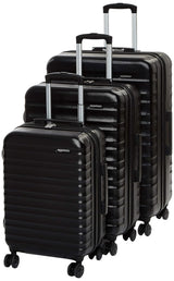 Amazon Basics 3-Piece Luggage Set (21", 26", 30"), Hardshell Suitcases With Wheels, Expandable For Up to 25% More Space, With Scratch-Resistant Surface, Four Multi-directional Wheels, Black