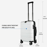 KROSER Hardside Expandable Carry On Luggage with Spinner Wheels & Built-in TSA Lock, Durable Suitcase Rolling Luggage with USB Port, Carry-On 20-Inch, White