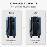 LEVEL8 Grace Carry on Luggage Airline Approved, 20 Inch Expandable Hard Sided Luggages with Spinner Wheels, Harshell Small Rolling Suitcase for Women Men with Tsa Lock, Blue