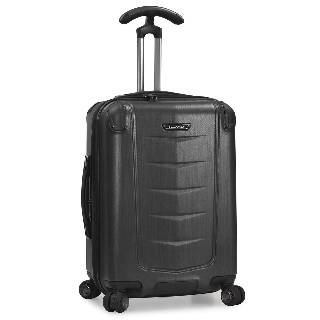 Traveler's Choice Silverwood Polycarbonate Hardside Expandable Spinner Luggage, Brushed Metal, Carry-on 21-Inch