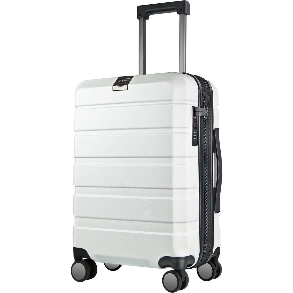 KROSER Hardside Expandable Carry On Luggage with Spinner Wheels & Built-in TSA Lock, Durable Suitcase Rolling Luggage with USB Port, Carry-On 20-Inch, White