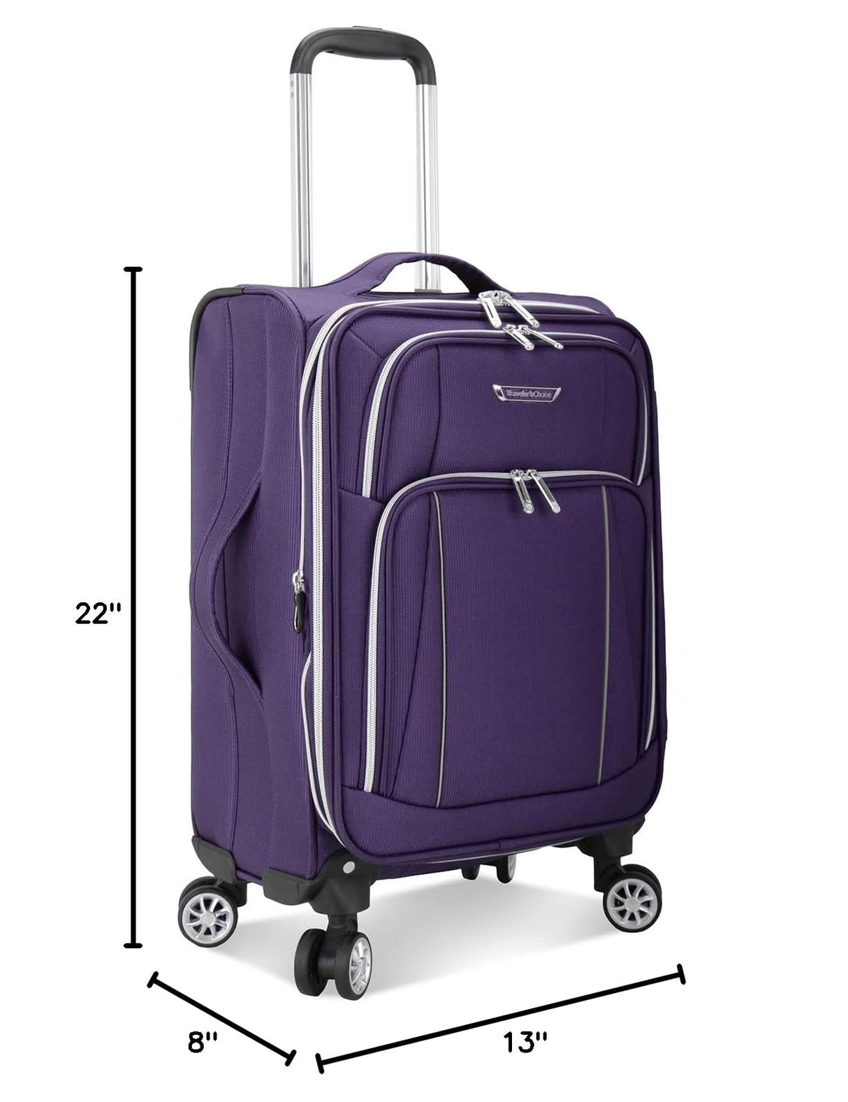 Traveler's Choice Lares Softside Expandable Luggage with Spinner Wheels, Purple, Carry-On 22-Inch