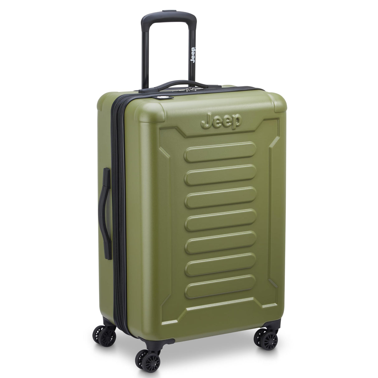 Jeep JH004C Hardside Expandable Luggage with Spinner Wheels (Avocado, Checked-Medium 24 Inch)