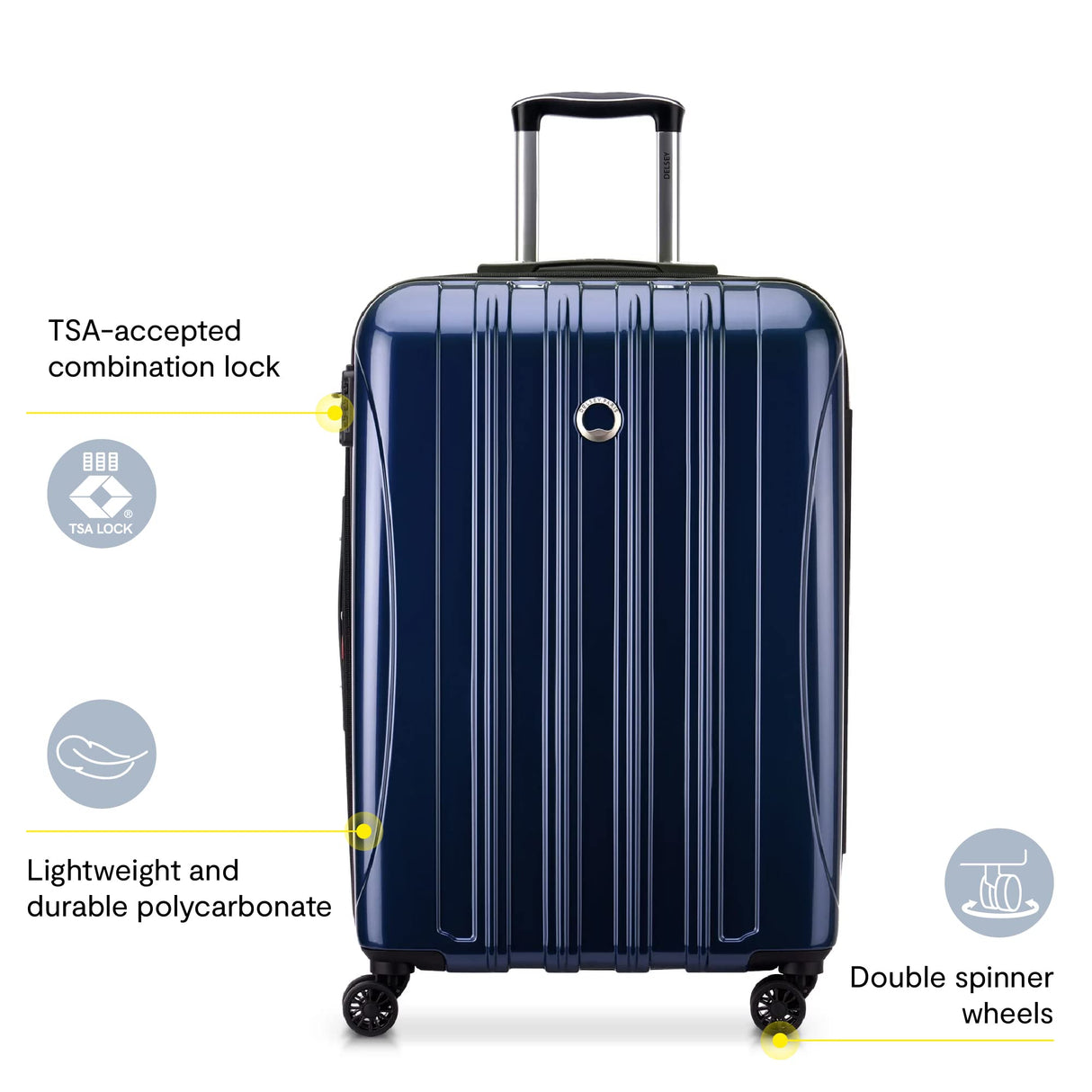 DELSEY PARIS Helium Aero Hardside Expandable Luggage with Spinner Wheels, Titanium, Carry-On 21 Inch