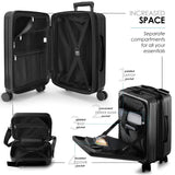 TRAVELARIM 22 Inch Carry On Luggage 22x14x9 Airline Approved, Carry On Suitcase with Wheels, Hard-shell Carry-on Luggage, Durable Luggage Carry On, Jet Black Small Suitcase with Cosmetic Carry On Bag