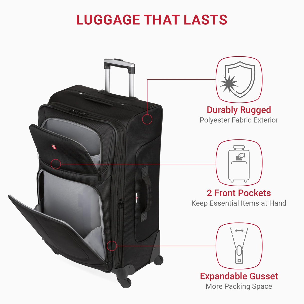 SwissGear Sion Softside Expandable Luggage, Black, Checked-Large 29-Inch