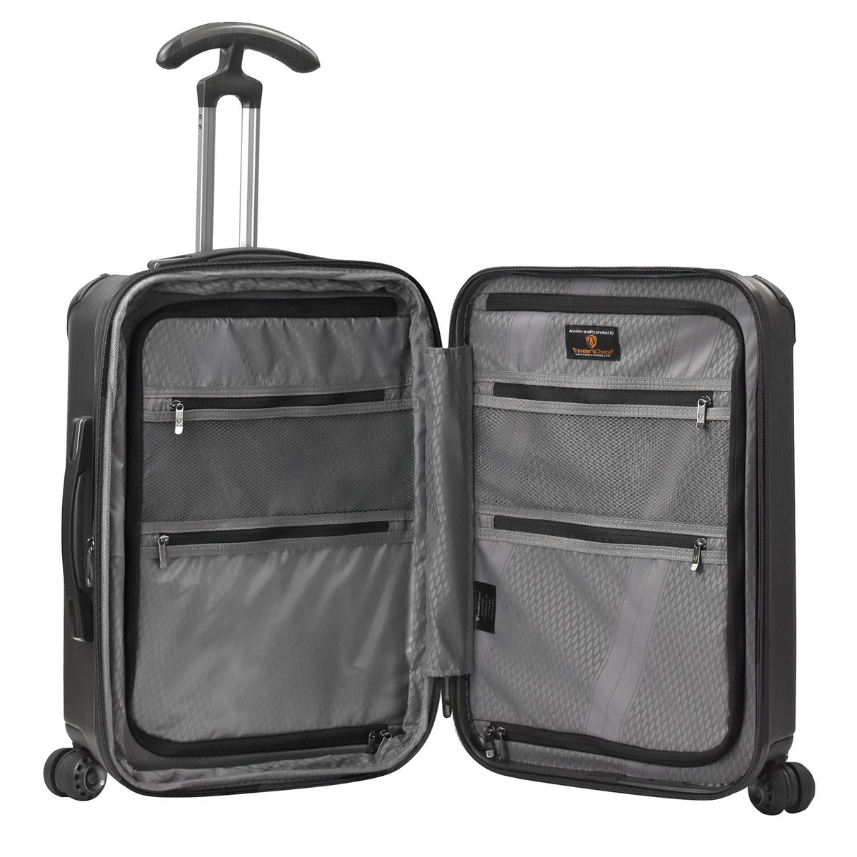 Traveler's Choice Silverwood Polycarbonate Hardside Expandable Spinner Luggage, Brushed Metal, Carry-on 21-Inch