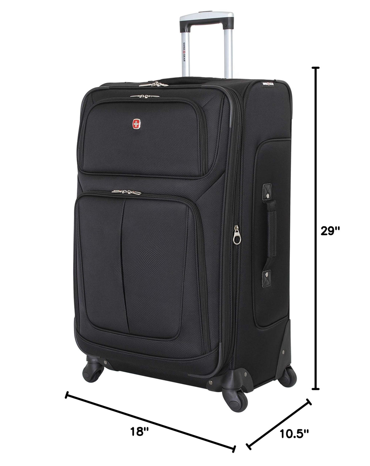 SwissGear Sion Softside Expandable Luggage, Black, Checked-Large 29-Inch