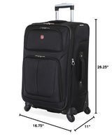 SwissGear Sion Softside Expandable Luggage, Black, Checked-Medium 25-Inch