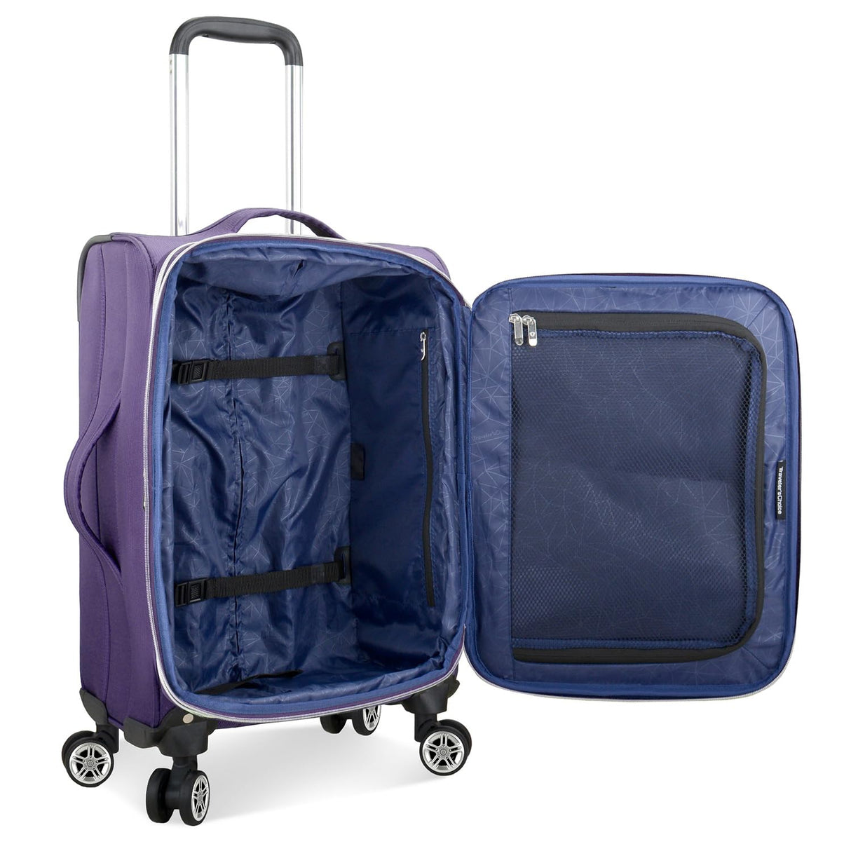 Traveler's Choice Lares Softside Expandable Luggage with Spinner Wheels, Purple, Carry-On 22-Inch