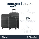 Amazon Basics 3-Piece Luggage Set (21", 26", 30"), Hardshell Suitcases With Wheels, Expandable For Up to 25% More Space, With Scratch-Resistant Surface, Four Multi-directional Wheels, Black