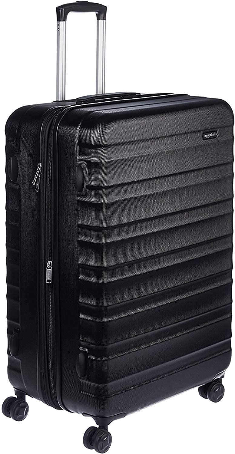 Amazon Basics 30-Inch Hardside Checked Luggage, Hardshell Suitcase With Wheels, Expandable For Up to 15% More Space, With Scratch-Resistant Surface, Four Multi-directional Wheels, Black