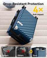 LUGGEX Luggage with Spinner Wheels, Polycarbonate Expandable Hard Shell Suitcase, Carry On 20 Inch, Charcoal Metallic