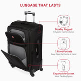 SwissGear Sion Softside Expandable Luggage, Black, Checked-Medium 25-Inch