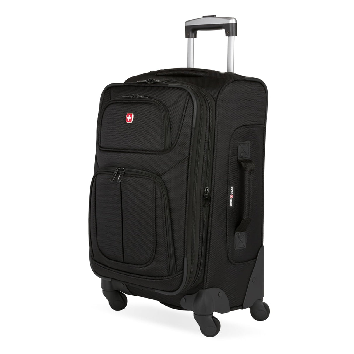 SwissGear Sion Softside Expandable Luggage, Black, Checked-Medium 25-Inch