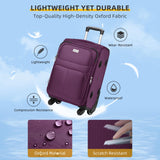 LARVENDER Softside Luggage Sets 3 Piece, Expandable Carry on Luggage 22x14x9 Airline Approved with TSA Lock Spinner Wheels, Lightweight Rolling Suitcase for Men and Women, Purple