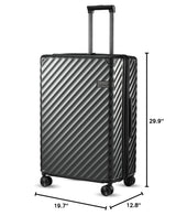 LUGGEX Luggage with Spinner Wheels, Polycarbonate Expandable Hard Shell Suitcase, Checked Large 27 Inch, Charcoal Metallic