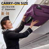 LARVENDER Softside Luggage Sets 3 Piece, Expandable Carry on Luggage 22x14x9 Airline Approved with TSA Lock Spinner Wheels, Lightweight Rolling Suitcase for Men and Women, Purple