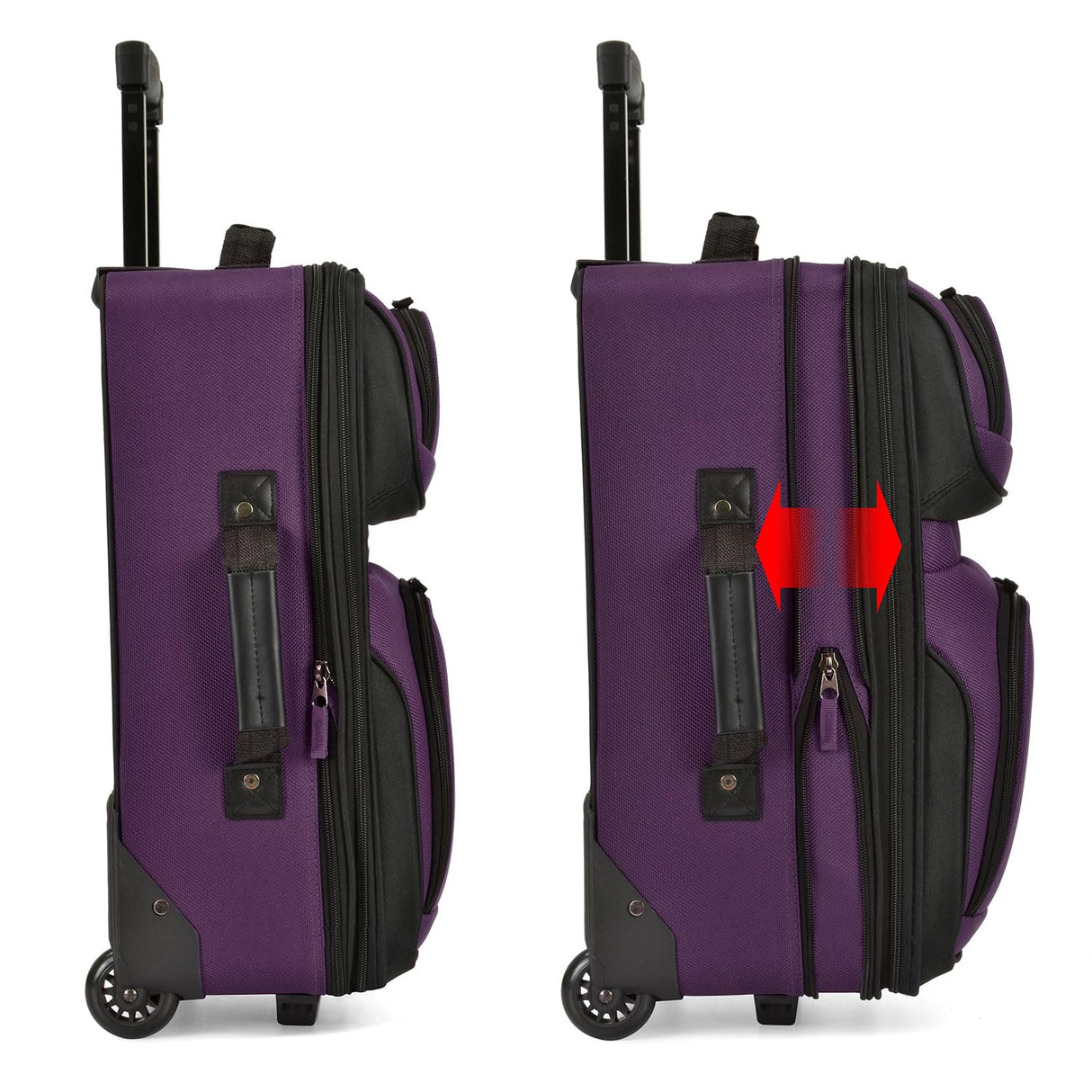 U.S. Traveler Lightweight Softside Suitcase, Rolling 20" Carry On Luggage, Purple, Single