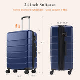 Sweetcrispy 24 inch Luggage, Hard Shell ABS Suitcase with Double Spinner Wheels, Lightweight Expandable Rolling Suit Case with TSA Lock