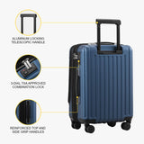 LEVEL8 Grace Carry on Luggage Airline Approved, 20 Inch Expandable Hard Sided Luggages with Spinner Wheels, Harshell Small Rolling Suitcase for Women Men with Tsa Lock, Blue