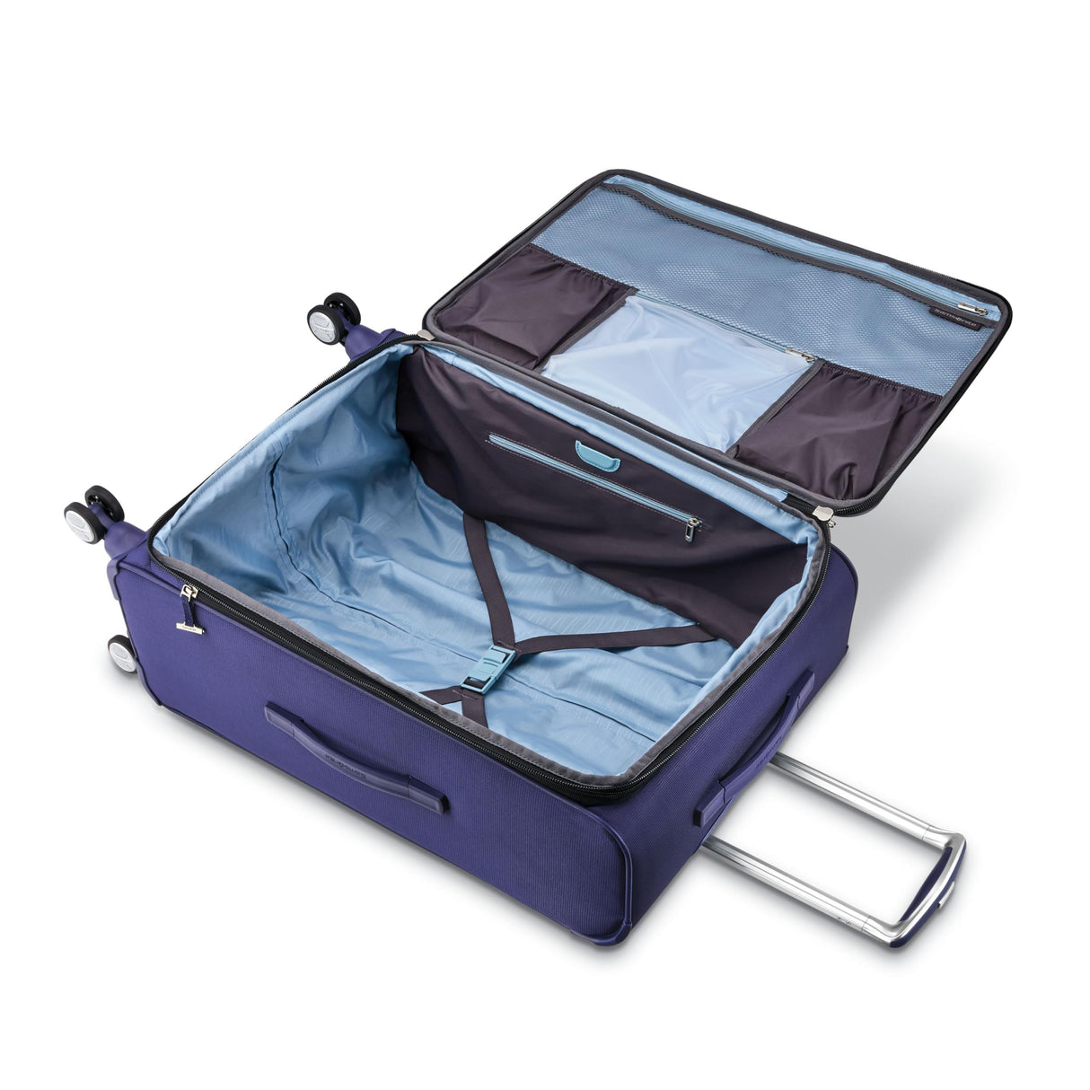 Samsonite Solyte DLX Softside Expandable Luggage with Spinner Wheels, Iris Blue, Checked-Medium 25-Inch