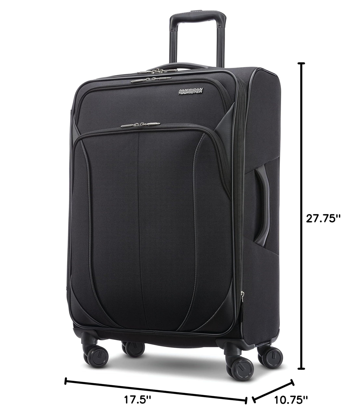 American Tourister 4 KIX 2.0 Expandable Softside Luggage with Spinner Wheels, 24 SPINNER, BLACK