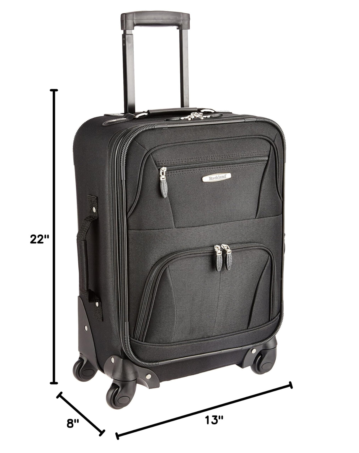 Rockland Expandable Spinner Carry On, Black, 19-Inch