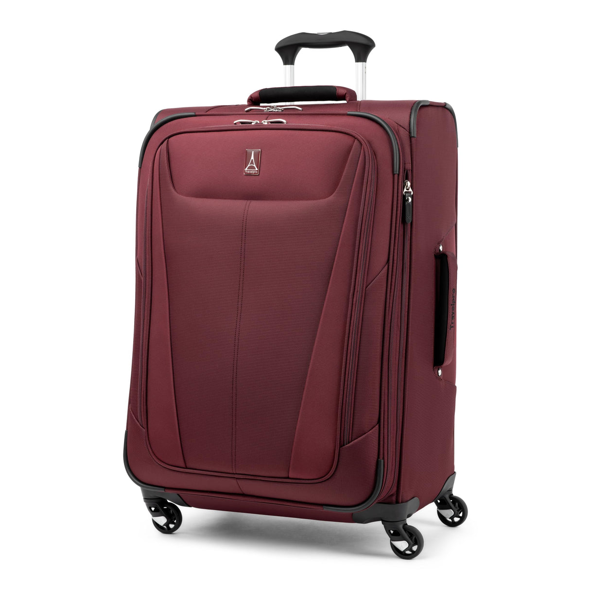 Travelpro Maxlite 5 Softside Expandable Checked Luggage with 4 Spinner Wheels, Lightweight Suitcase, Men and Women, Burgundy, Checked Medium 25-Inch