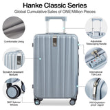 Hanke 24 Inch Luggage Suitcases With Spinner Wheels Lightweight PC Hard Shell Rolling Suitcase With TSA Lock,Checked-Medium 24-Inch(Gray)