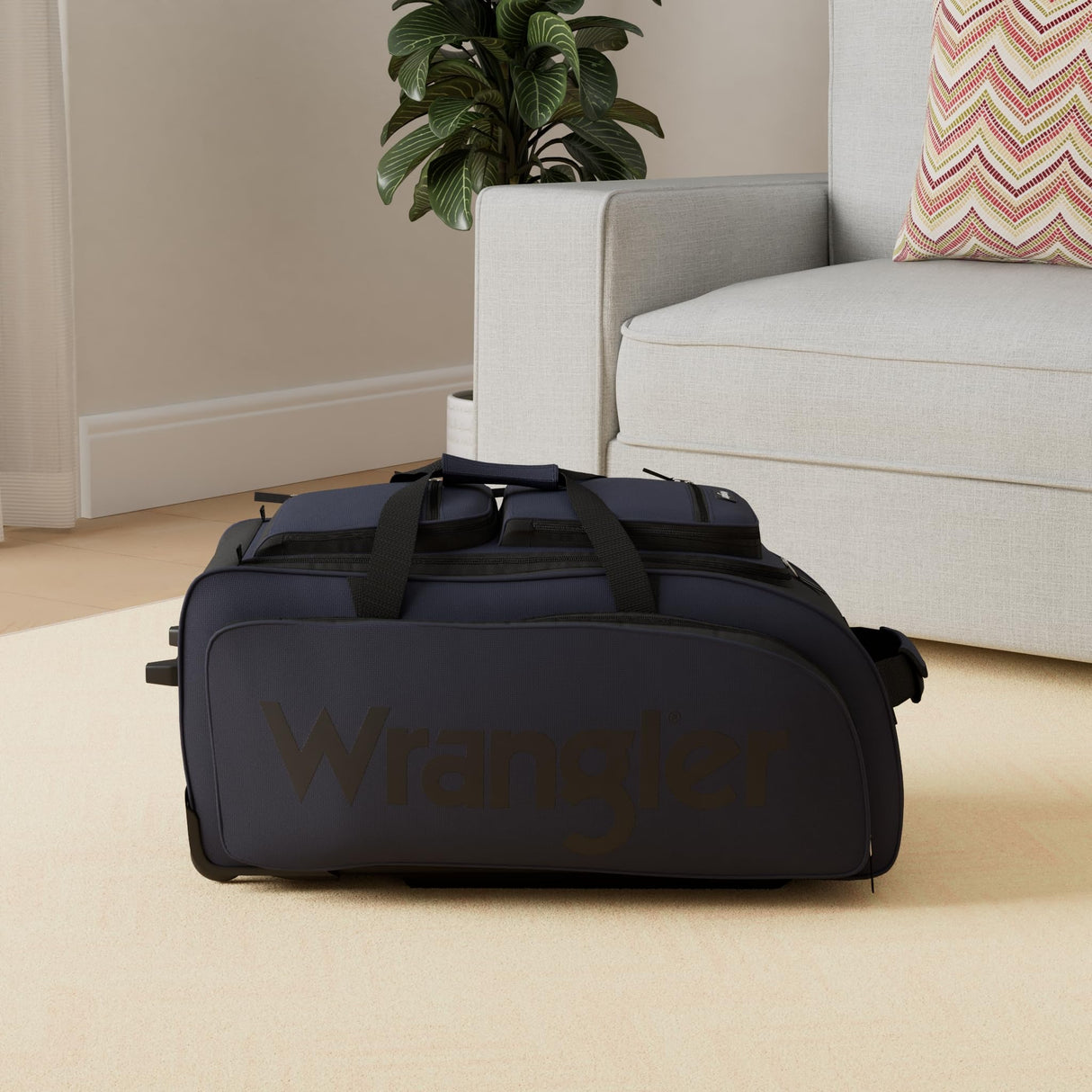 Wrangler Wesley Rolling Duffel Bag, Navy Blue, Large 30-Inch