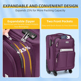 LARVENDER Softside Luggage Sets 3 Piece, Expandable Carry on Luggage 22x14x9 Airline Approved with TSA Lock Spinner Wheels, Lightweight Rolling Suitcase for Men and Women, Purple