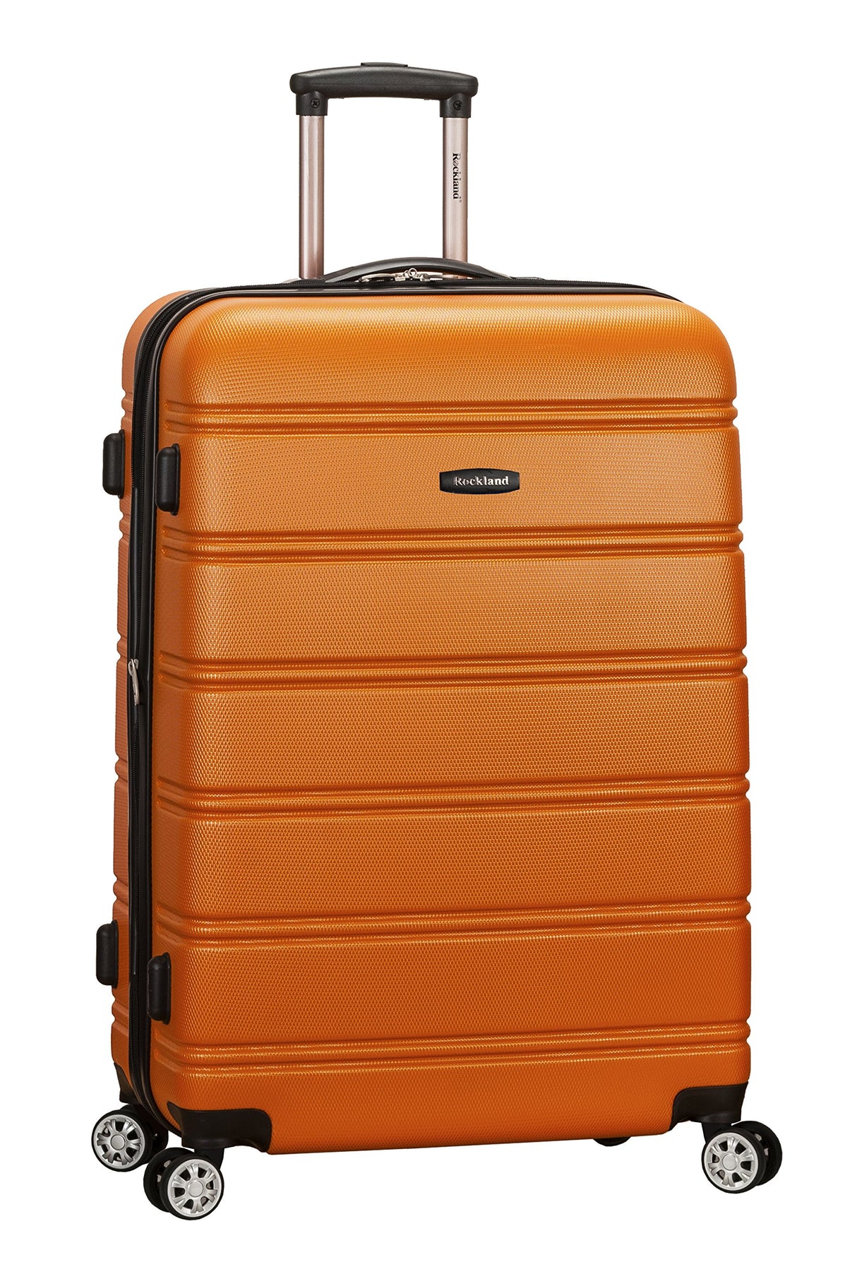 Rockland Melbourne Hardside Expandable Luggage with Spinner Wheels, Orange, Checked Large 28"