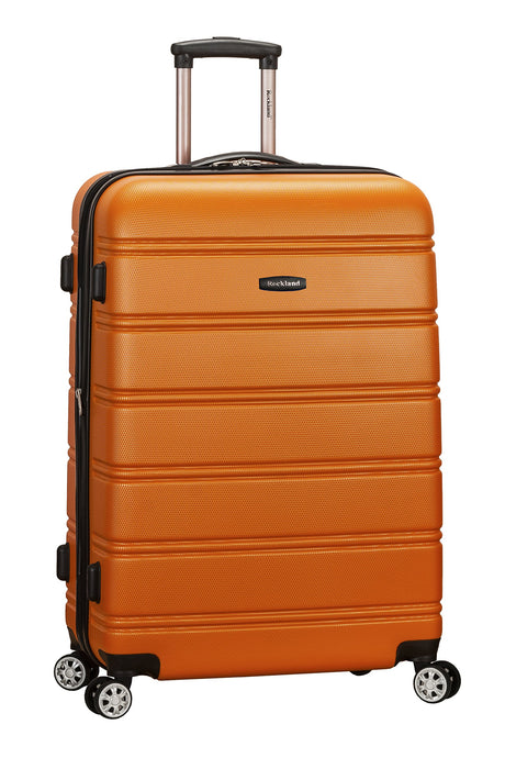 Rockland Melbourne Hardside Expandable Luggage with Spinner Wheels, Orange, Checked Large 28"