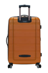 Rockland Melbourne Hardside Expandable Luggage with Spinner Wheels, Orange, Checked Large 28"