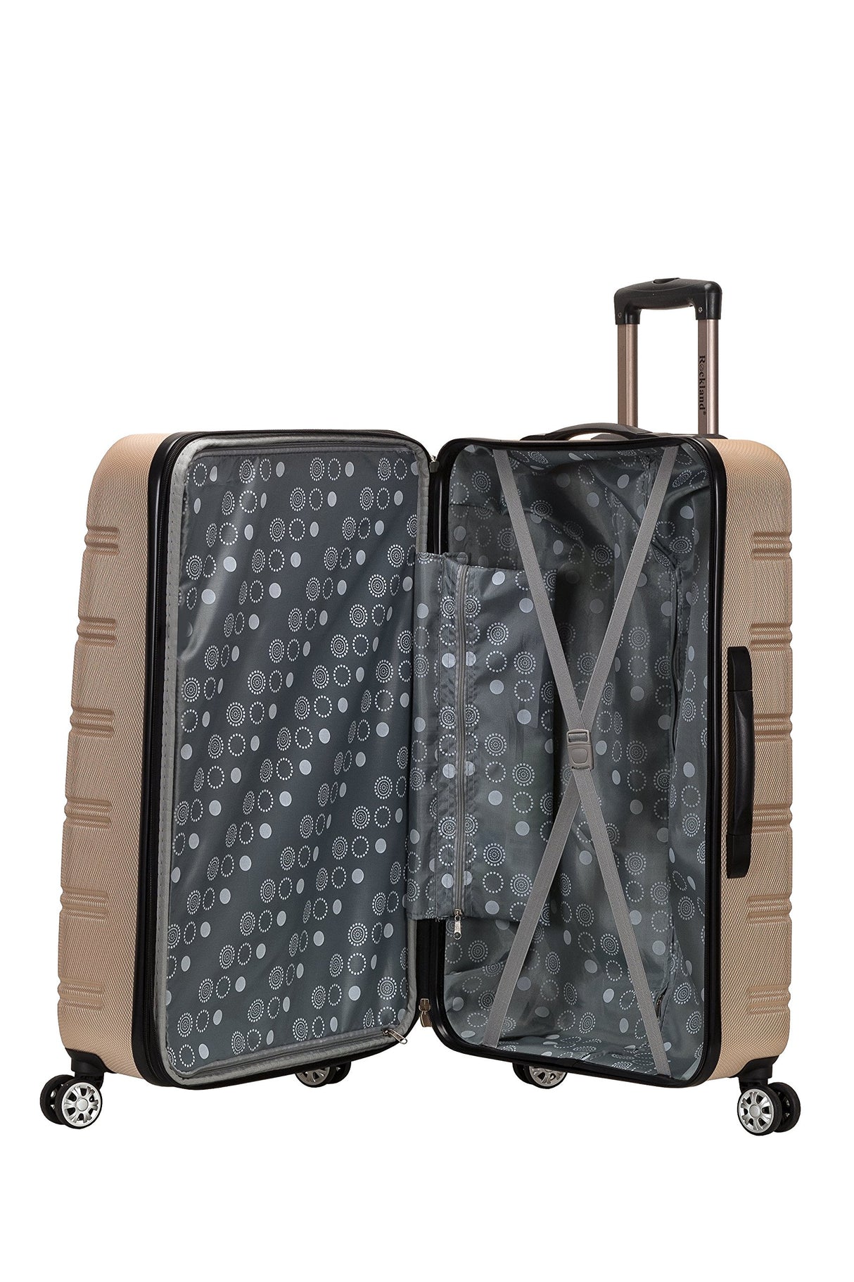 Rockland Melbourne Hardside Expandable Luggage with Spinner Wheels, Champagne, Checked Large 28"