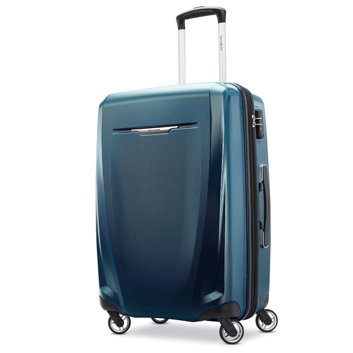 Samsonite Winfield 3 DLX Hardside Expandable Luggage with Spinners, Navy, Checked-Medium 25-Inch